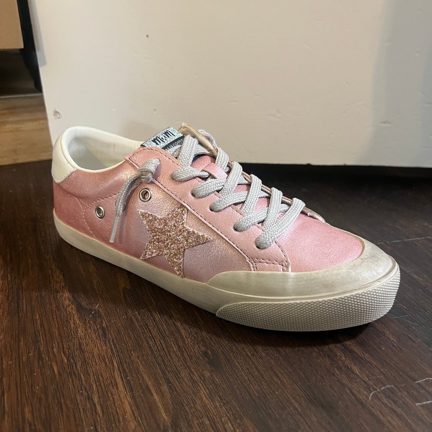 Pink, Tan, and White Sneaker