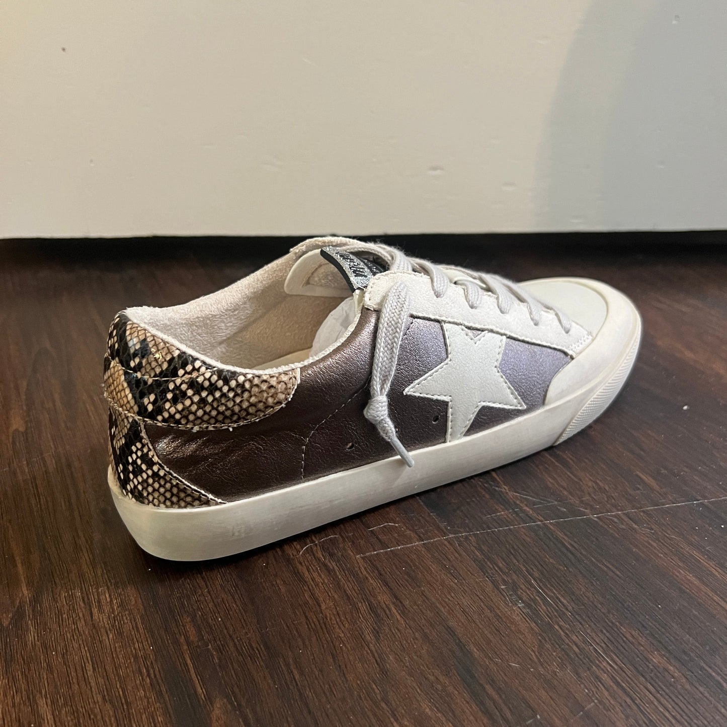 White, Glitter, and Snake Skin Sneaker