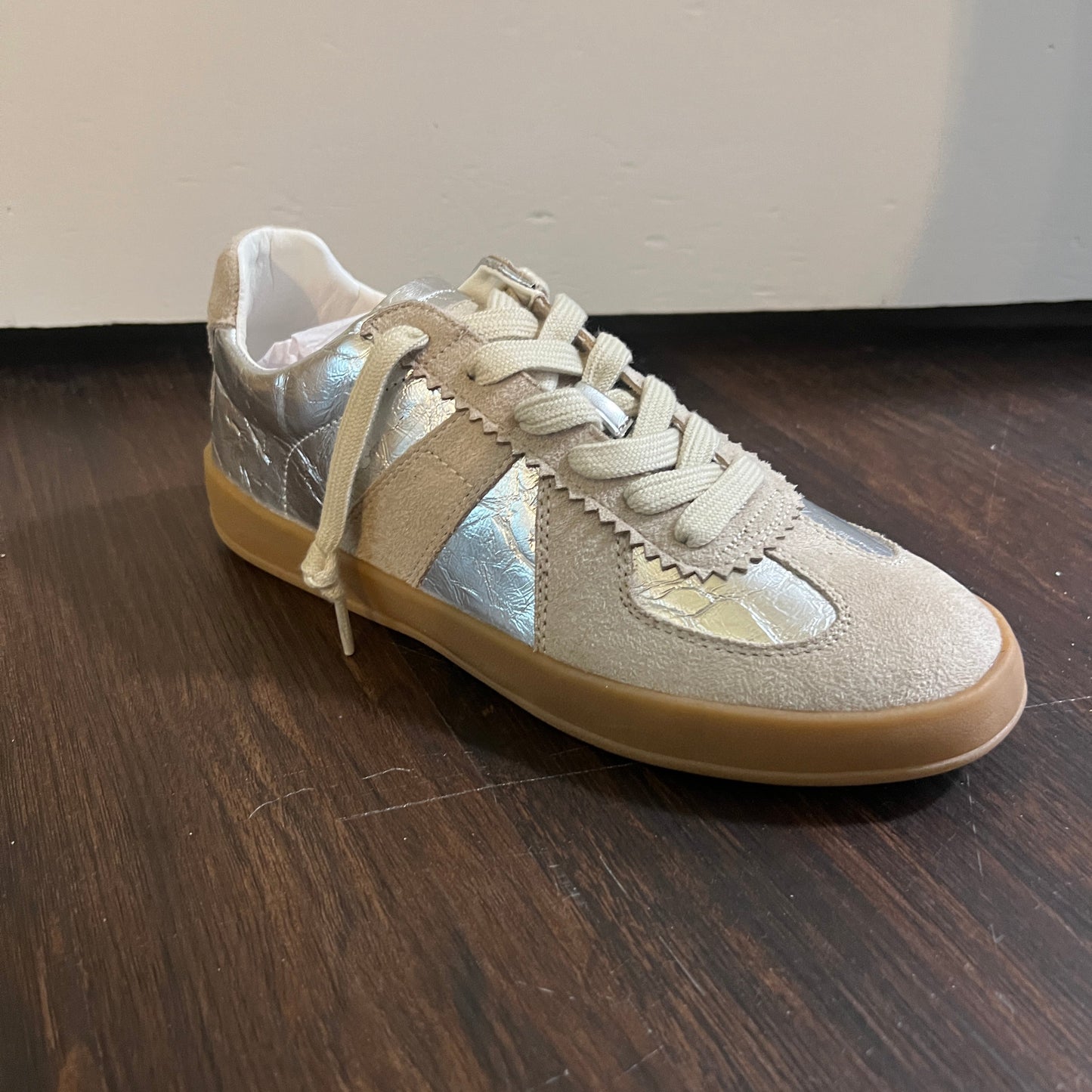 Silver and Tan Sneaker
