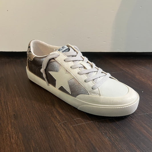 White, Glitter, and Snake Skin Sneaker