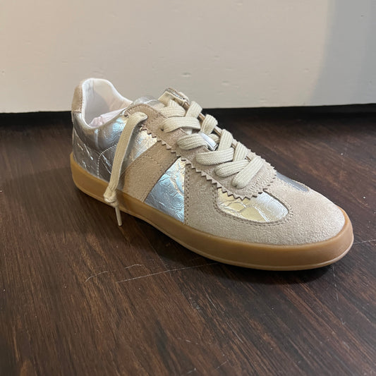 Silver and Tan Sneaker