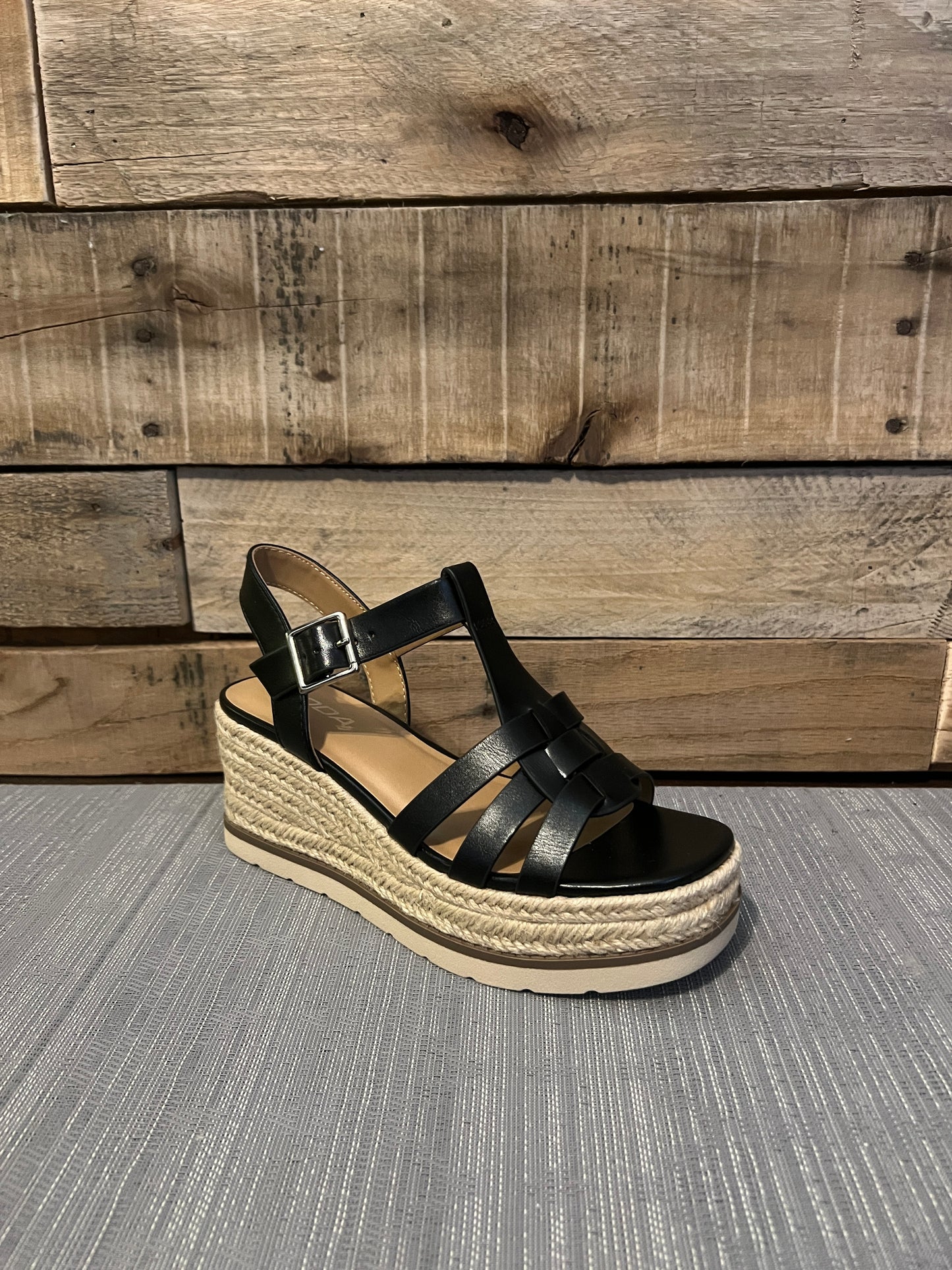 Black Wedge Sandals