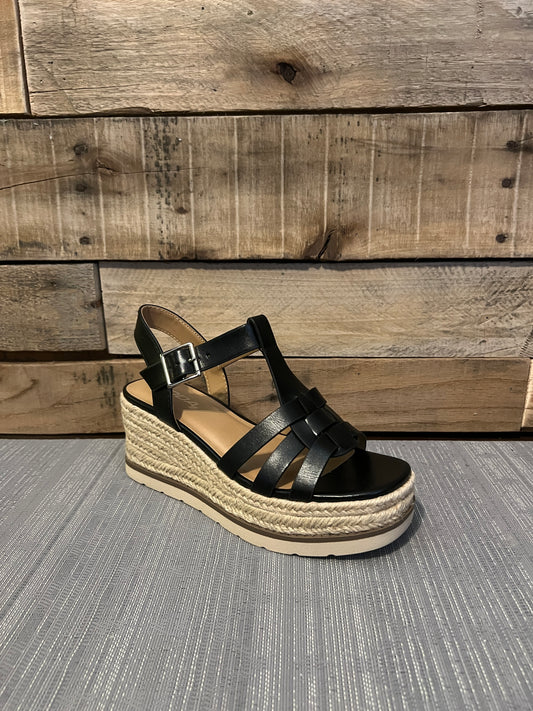 Black Wedge Sandals