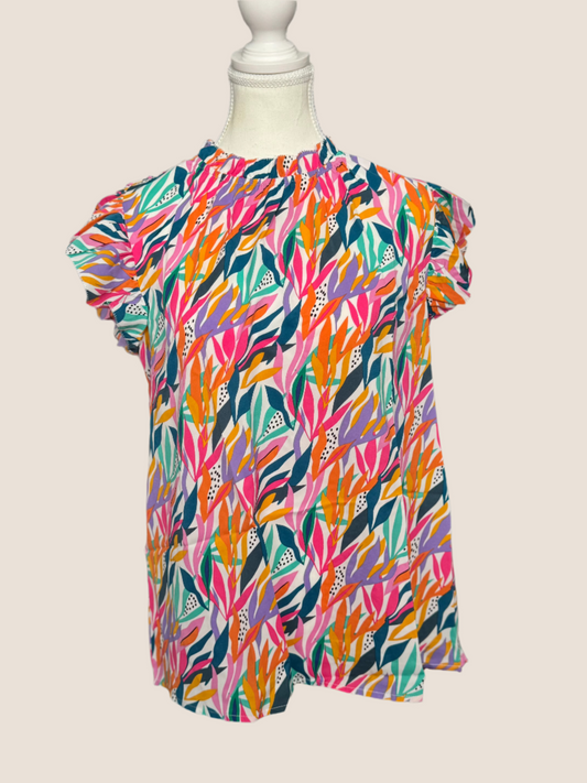 Summer Ruffle Sleeve Top