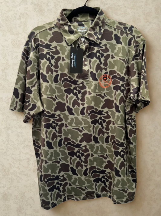 Honey Hole Men's Collared Camo Shirt