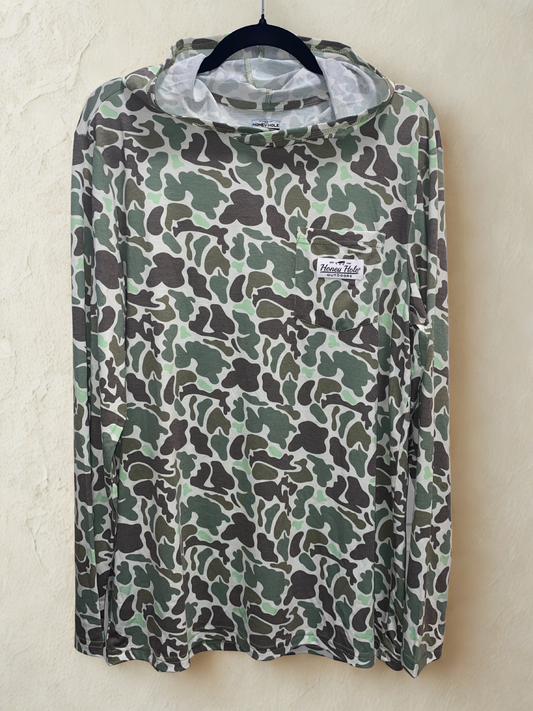 Honey Hole Men's Long Sleeve Camo T-Shirt with Hood