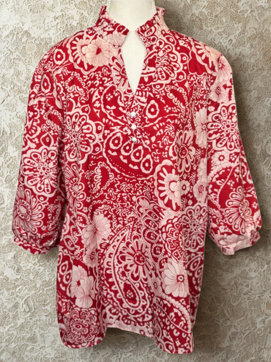 Red Paisley Top