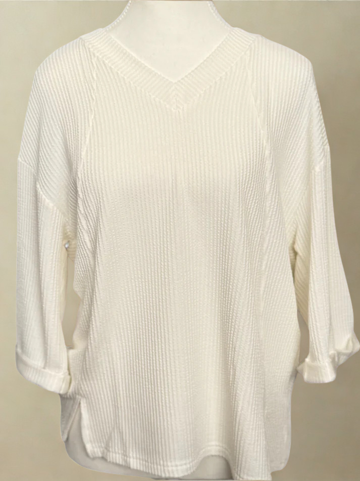 White V-Neck Top